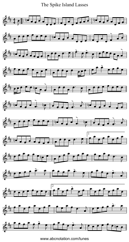 The Spike Island Lasses - staff notation
