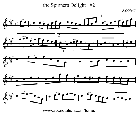 the Spinners Delight #2 - staff notation