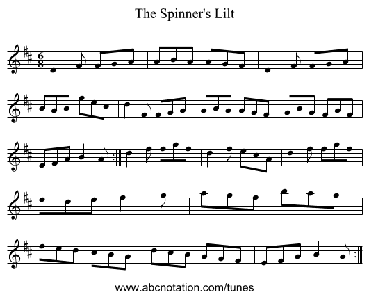 The Spinner's Lilt - staff notation
