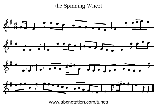 the Spinning Wheel - staff notation