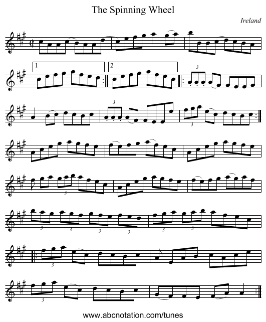 The Spinning Wheel - staff notation