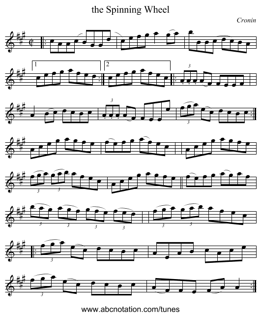 the Spinning Wheel - staff notation