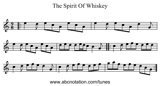 The Spirit Of Whiskey - staff notation