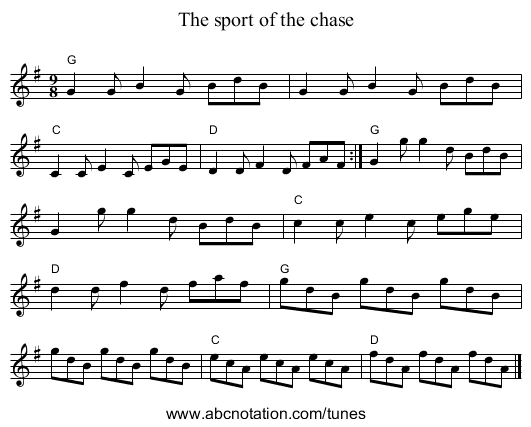 The sport of the chase - staff notation