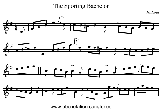 The Sporting Bachelor - staff notation