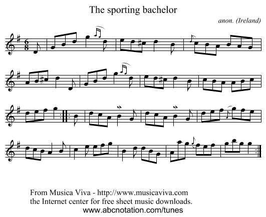 The sporting bachelor - staff notation