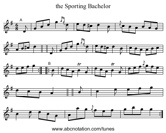 the Sporting Bachelor - staff notation