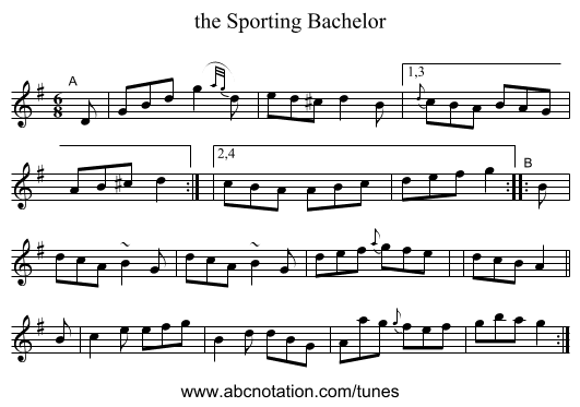the Sporting Bachelor - staff notation
