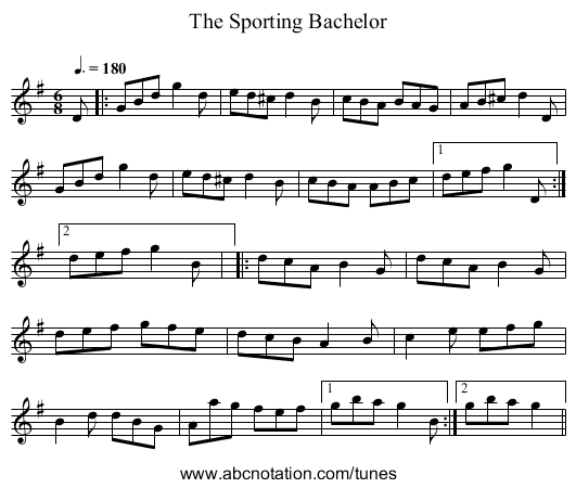 The Sporting Bachelor - staff notation