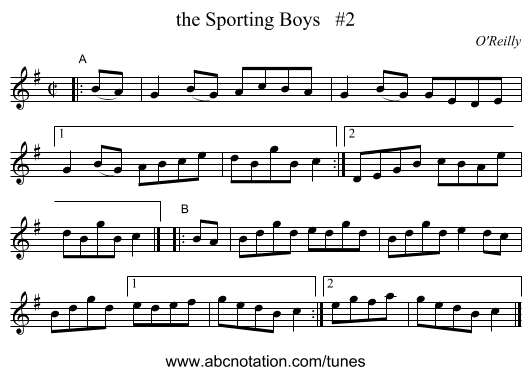 the Sporting Boys   #2 - staff notation