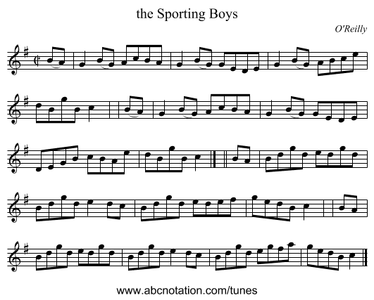 the Sporting Boys - staff notation