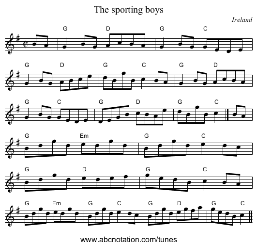 The sporting boys - staff notation