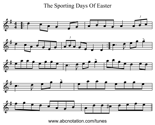 The Sporting Days Of Easter - staff notation