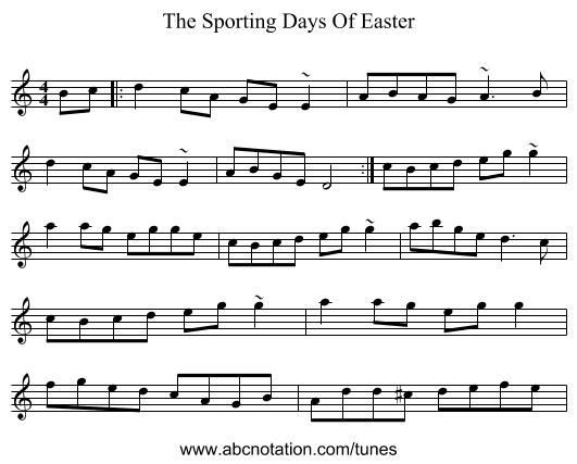 The Sporting Days Of Easter - staff notation