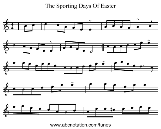 The Sporting Days Of Easter - staff notation