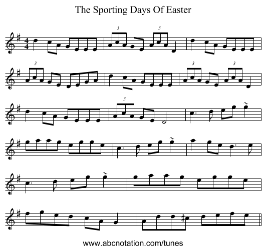 The Sporting Days Of Easter - staff notation