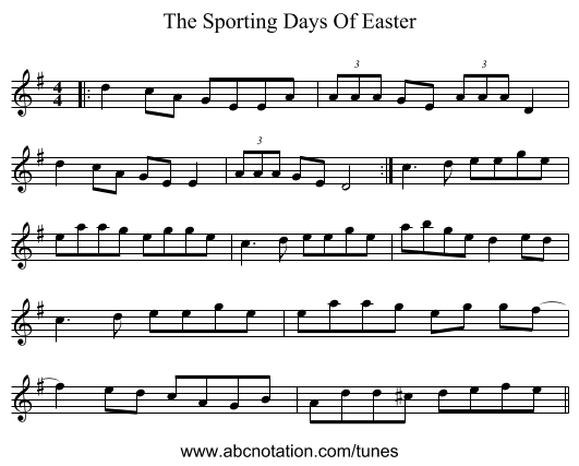 The Sporting Days Of Easter - staff notation