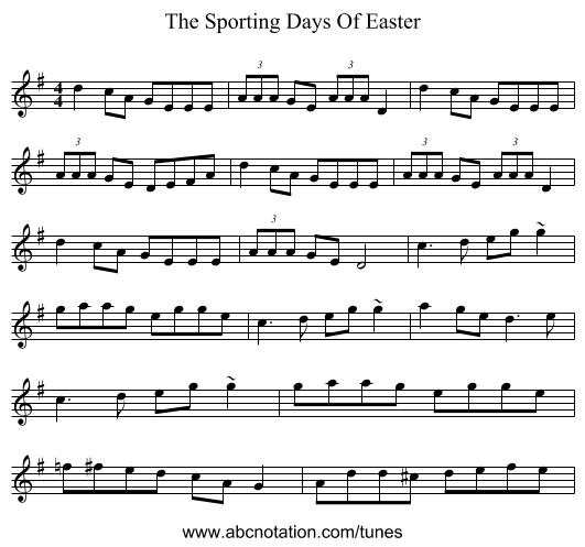 The Sporting Days Of Easter - staff notation