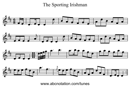 The Sporting Irishman - staff notation
