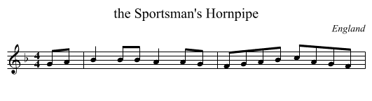 the Sportsman's Hornpipe - staff notation