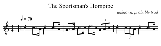 The Sportsman's Hornpipe - staff notation