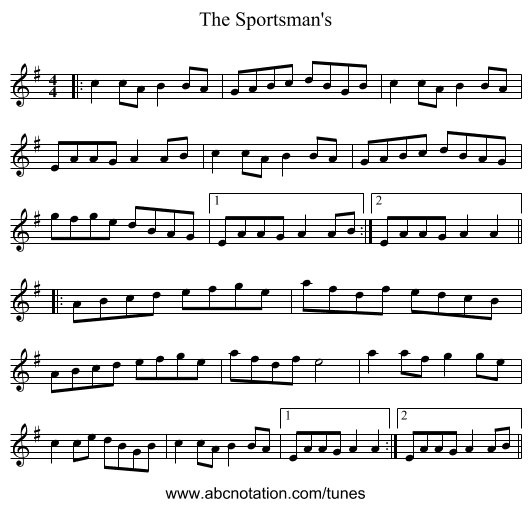 The Sportsman's - staff notation