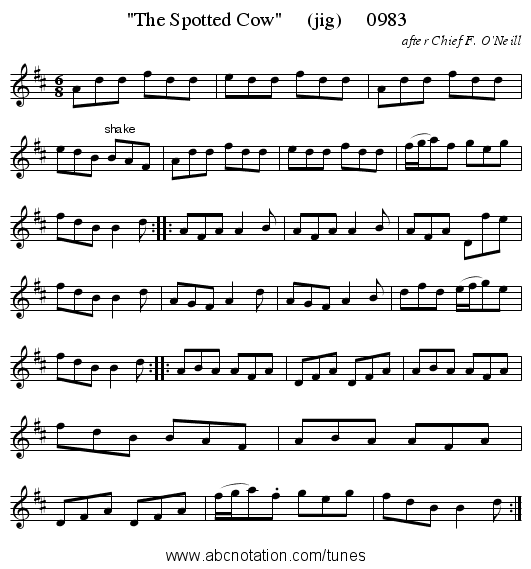 The Spotted Cow (jig) 0983 - staff notation