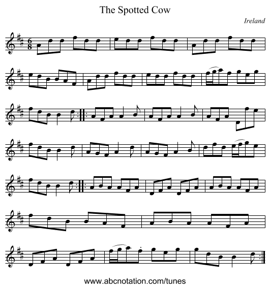 The Spotted Cow - staff notation