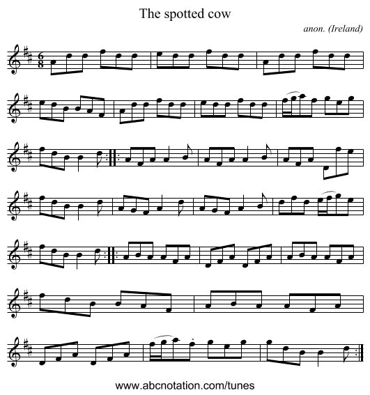The spotted cow - staff notation