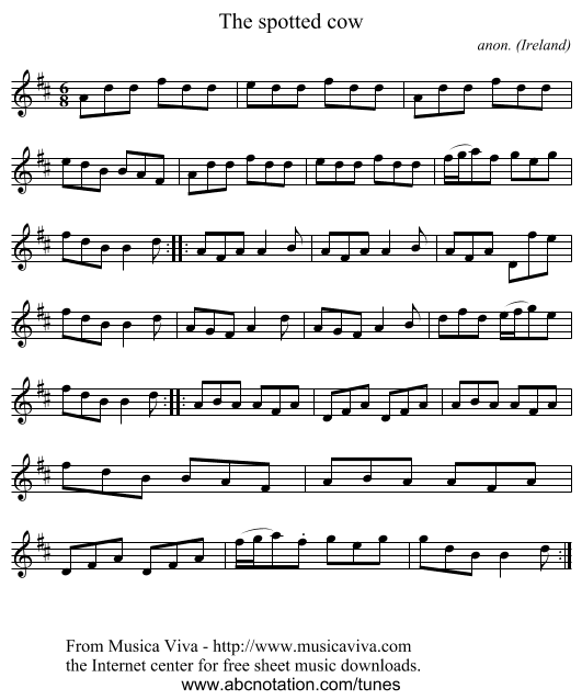 The spotted cow - staff notation