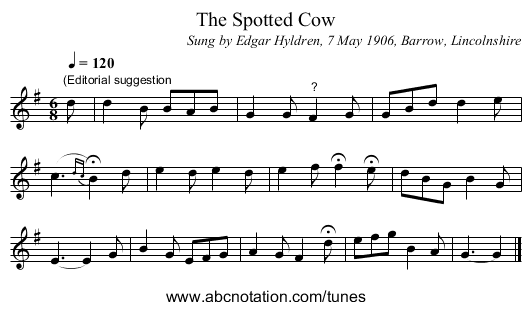 The Spotted Cow - staff notation