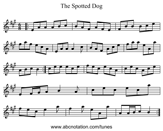 The Spotted Dog - staff notation