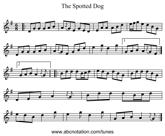 The Spotted Dog - staff notation