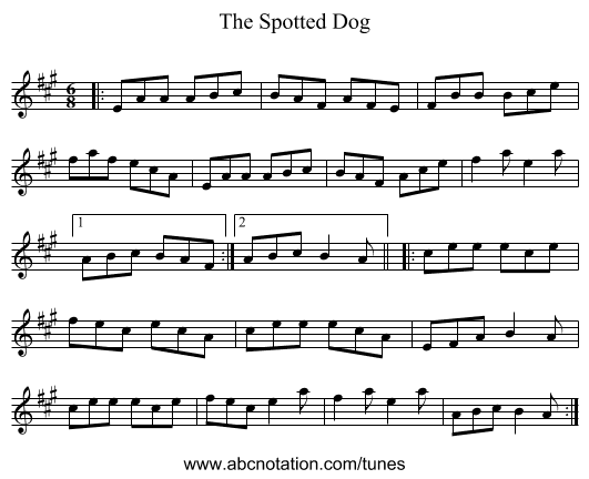 The Spotted Dog - staff notation