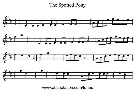 The Spotted Pony - staff notation
