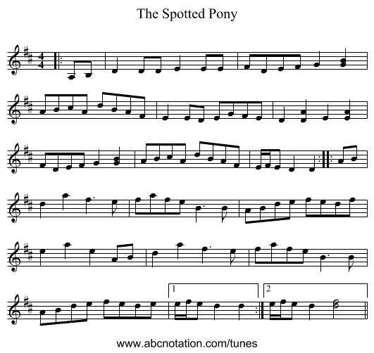 The Spotted Pony - staff notation
