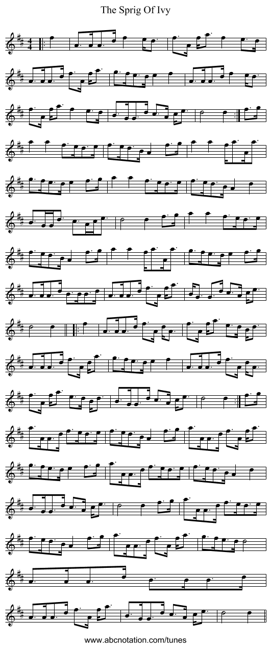 The Sprig Of Ivy - staff notation