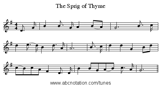 The Sprig of Thyme - staff notation