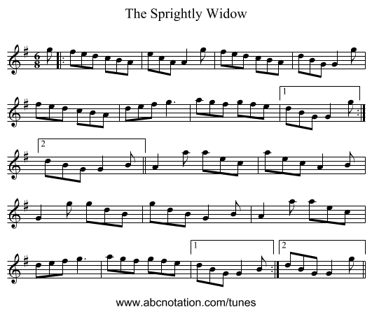The Sprightly Widow - staff notation