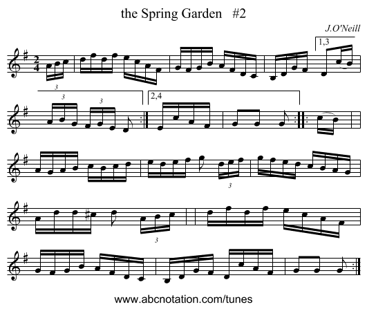 the Spring Garden   #2 - staff notation