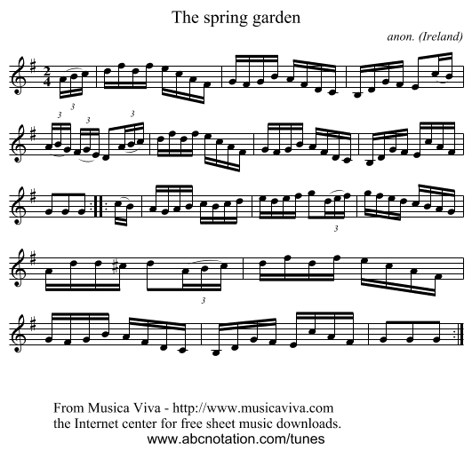 The spring garden - staff notation