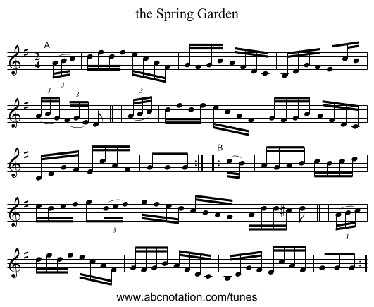the Spring Garden - staff notation