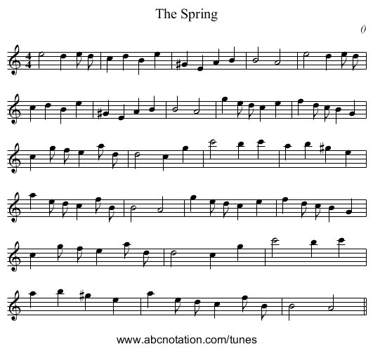 The Spring - staff notation