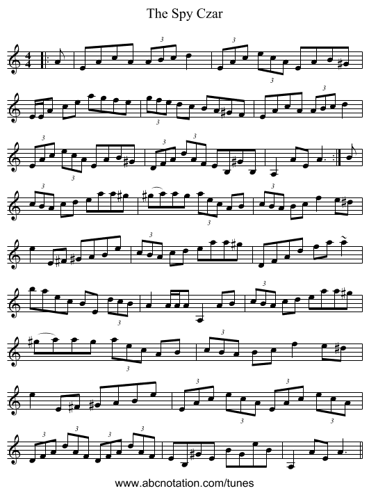 The Spy Czar - staff notation