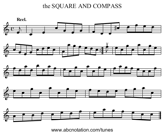 the SQUARE AND COMPASS - staff notation