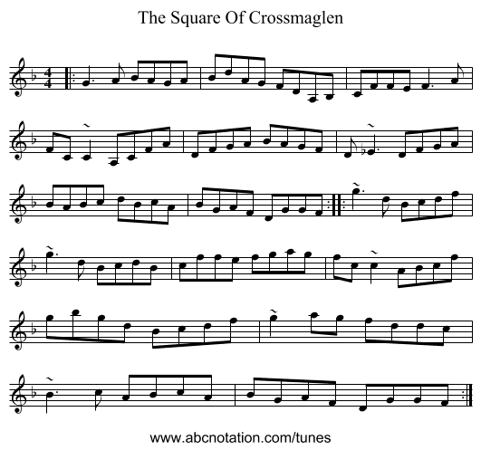 The Square Of Crossmaglen - staff notation