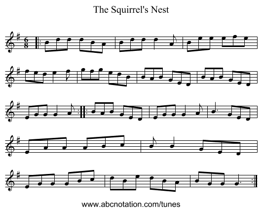 The Squirrel's Nest - staff notation