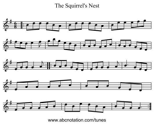 The Squirrel's Nest - staff notation