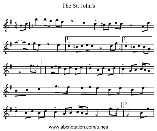 The St. John's - staff notation