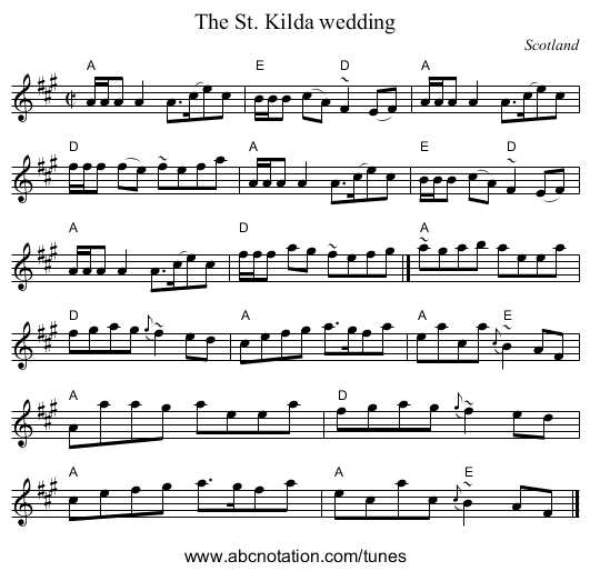 The St. Kilda wedding - staff notation